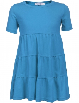 

Blue Kids Girl O-Neck Short Sleeve Tiered Pullover Dress, Multicolor