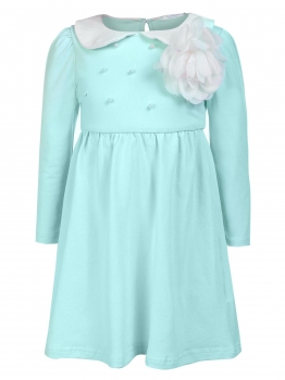 

Light blue Doll Neck Long Sleeve Patchwork Beads A-Line Dress, Multicolor
