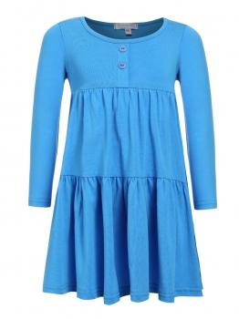 

Blue Kids Girl O-Neck Long Sleeve Cute Ruffles Loose Dress, Multicolor