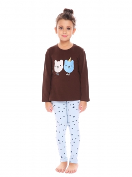 

Coffee New Kids Girl's O-Neck Long Sleeve Printed Tops Pants Sets, Multicolor