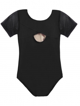 

Black Girls Gymnastics Leotards Keyhole Back Short Sleeve Bodysuit Leotard Dancewear, Multicolor