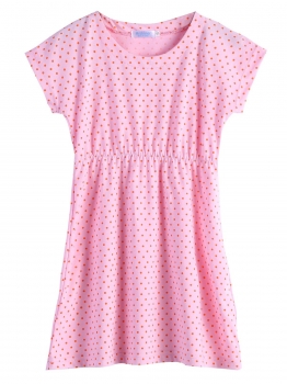 

Pink New Kids Girl Short Sleeve Dot Cute Dress Fancy, Multicolor