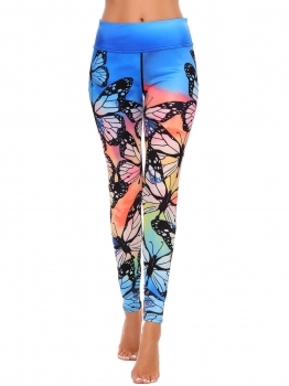 

Elastic Waist Stitching Print Sports Yoga Pants, Multicolor