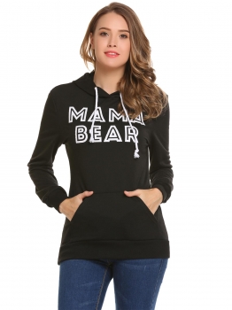 

Black Long Sleeve Letter Thicken Loose Hoodie, Multicolor
