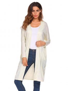 

Apricot Women Fashion Long Loose O-Neck Sleeve Solid Cardigan, Multicolor