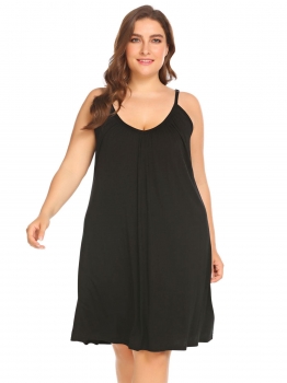 

Black Women Casual Solid V-Neck Sleeveless Nightdress Summer Sleepwear, Multicolor