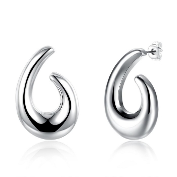 

Casual Fishhook Shape Twist Ear Stud Earrings