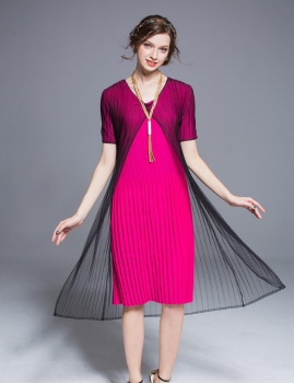 

KK2 Short Sleeves O-Neck High Resilience Casual Dress, Multicolor
