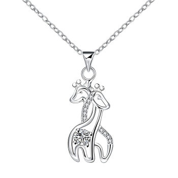 

Silver Plating Giraffe Pendant Link Necklace
