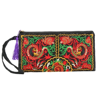 

Retro Embroidered Handbag Purse With Tassel, Multicolor