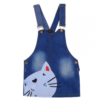 

Denim Animal Removable Strap Suspender Girls' Dress, Multicolor