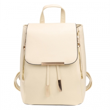 

Solid Flap Synthetic Leather Schoolbag Backpack Travel Bag, Multicolor