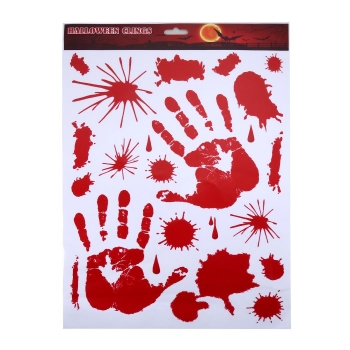 

New Blood Hand"Foot Print Stickers Halloween Decoration Zombie Party Prop Scary, Multicolor