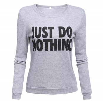 

Gray Round Neck Long Sleeve Letter Print Sweats Pullover Sweatshirt, Multicolor