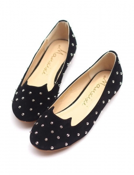 

Black Solid Studded Round Toe Ballet flats, Multicolor
