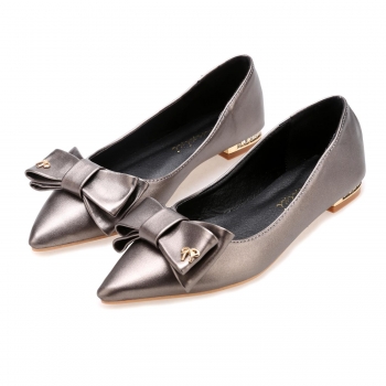 

Gray Stylish Solid Bow Point Toe Ballet flats For Women, Multicolor