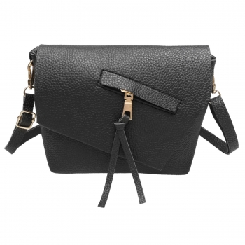 

Solid Color Asymmetrical Flap Closure Cross-body Bag, Multicolor