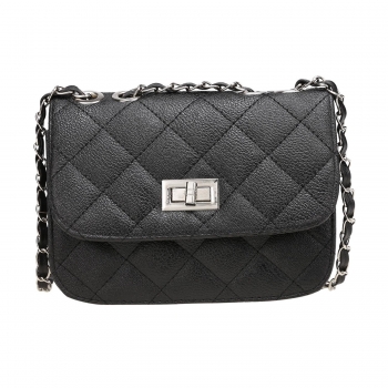 

Synthetic Leather Quilted Twist Lock Crossbody Bag, Multicolor