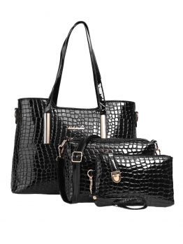 

Crocodile Print Clutch Shoulder Bag Handbag 3pcs Set, Multicolor