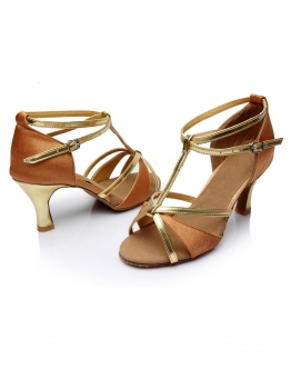 

Brown Women Latin Tango Dance Shoes Vintage Style High Heel 5cm Ballroom, Multicolor