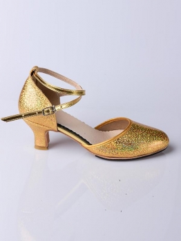 

Gold Women Shinny Latin Dance Shoes Ballroom Dancing High Heel 5.5cm, Multicolor