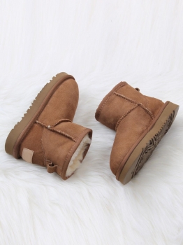 

Brown Children Suede Snow Boots Ankle Length, Multicolor