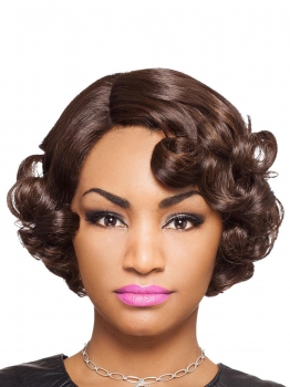 

Women Ladies Fashion Curly Brown Short Hair Full Wig, Multi-color
