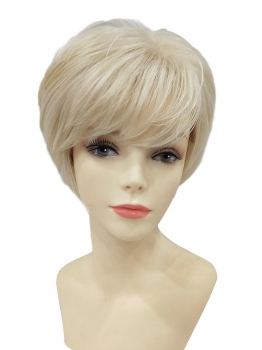 

Women Ladies Boycut Wispy Straight Blonde Boycuts Short Hair Full Wig, Gold