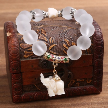 

Beaded Bracelet Matte Animal Pendant Elastic Yoga Bracelets