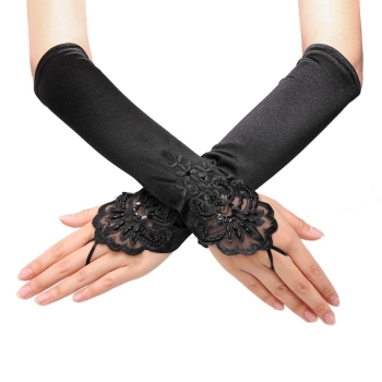 

1920s Flapper Vintage Fingerless Lace Sequins Gloves, Multicolor