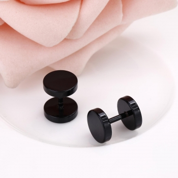 

Unisex Black Titanium Steel Dumbbells Ear Stud Cheater Plug Earrings, Multicolor