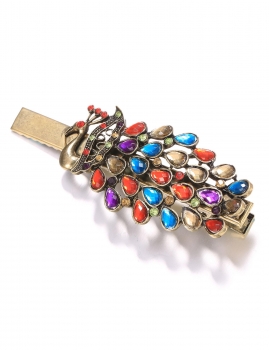 

Vintage Style Rhinestone Peacock Hair Clip For Wedding Party, Bronze