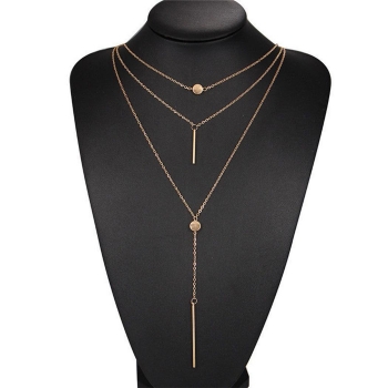 

Multilayer Y Shape Metal Stick Pendant Chain Necklace, Multicolor