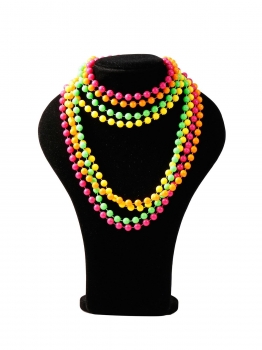

4PCS"Set Dress Neon Plastic Beads Long Necklace, Multi color