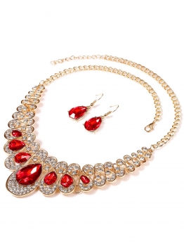 

Rhinestones Pendant Necklace Drop Earrings Set, Multicolor
