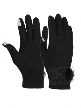 

New Women Winter Mirco Velvet Full Finger Lace Patchwork Touch Screen Gloves, Multicolor