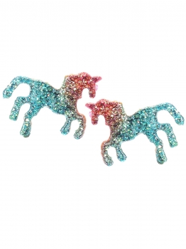 

Unisex Fashion Gradual Change Colorful Horse Era Stud Earrings Jewelry