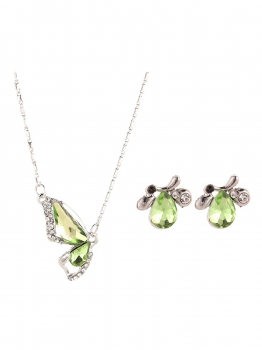 

Crystal Rhinestone Pendant Necklace Drop Earring Bracelet Set Jewelry, Multicolor