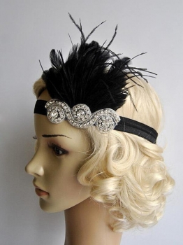 

Vintage Style Rhinestone Party Feather Flapper Headband, Multicolor