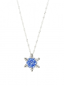 

Blue Women Zircon Snowflake Pendant Alloy Chain Necklace Jewelry, Multicolor