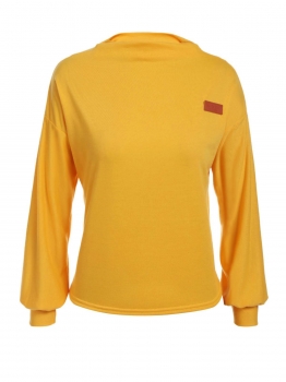 

Women Casual Long Lantern Sleeve Drop Shoulder Pullover Sweatshirts, Yellow