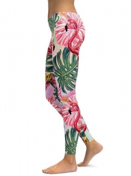 

As Picture Casual Flamingo Printing Fitness Yoga Strechy Skinny Workout Leggings, Multicolor
