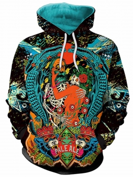 

Women Casual Loose Long Sleeve 3D Digital Printing Pullover Hoodie, Multicolor