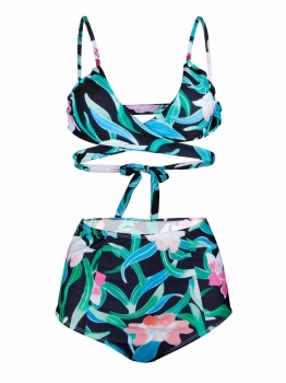 

Women Sexy Two Pieces Bikini Set Floral High Waist Bathing Suit Swimwear, Multicolor