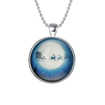 

Charm Jewelry Golw in The Dark Christmas Santa Silver Plated Pendant Necklace