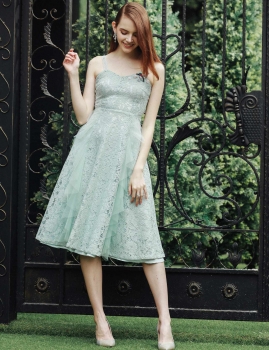 

Lace Beading Spaghetti Strap Mesh Patchwork Elegant Party Dress, Multicolor
