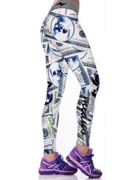 

Slim Printed Mid Waist Yoga Fitness Pants, Blue
