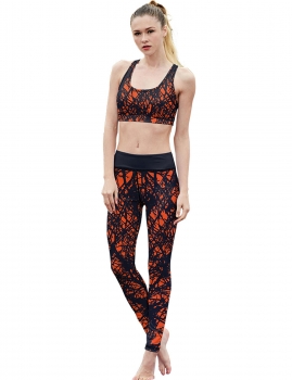 

Printed Scoop Neck Racerback Sports Vest and Pencil Pants Tracksuit, Multicolor