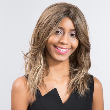 

Brown Blonde Mix Mid Length Wavy Synthetic Hair Wig