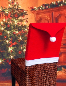

6pcs Christmas Chair Cover Santa Hat Xmas Party Dinner Sear Cover Decorations, Red